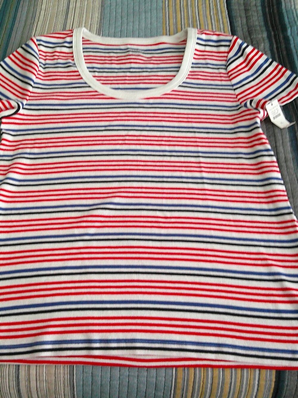 Talbots Red White and blue striped knit top designer top NEW Size XL